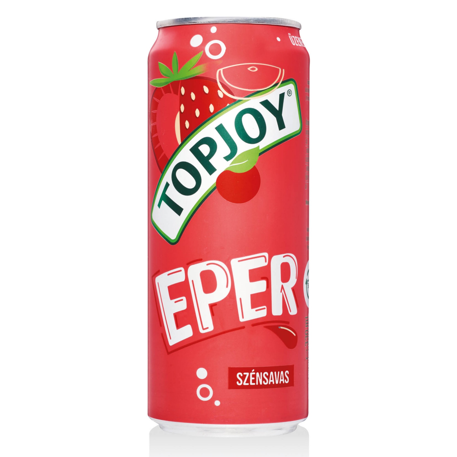 TOPJOY Szénsavas üdítőital, eper, 0,33 l