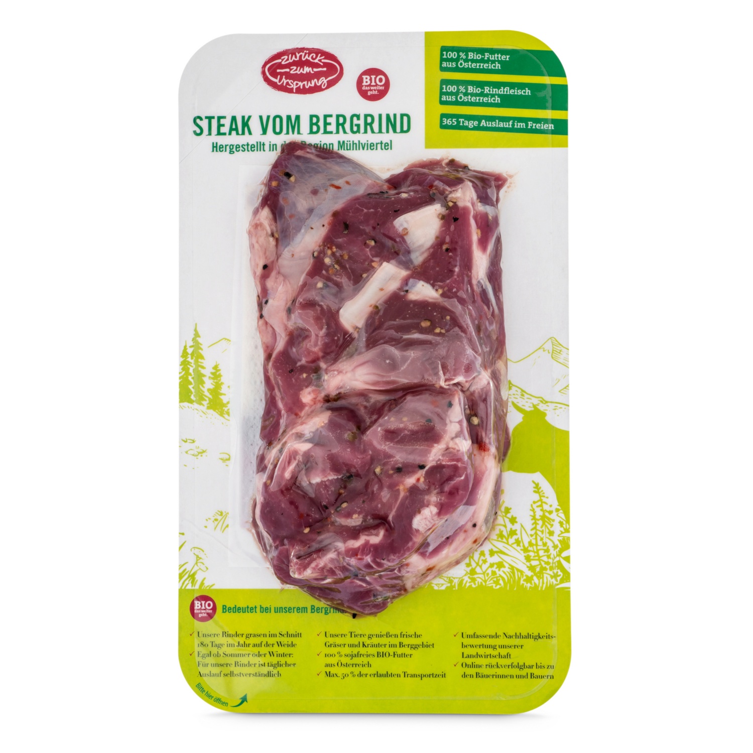ZURÜCK ZUM URSPRUNG Rindersteaks mariniert, Hochrückensteak