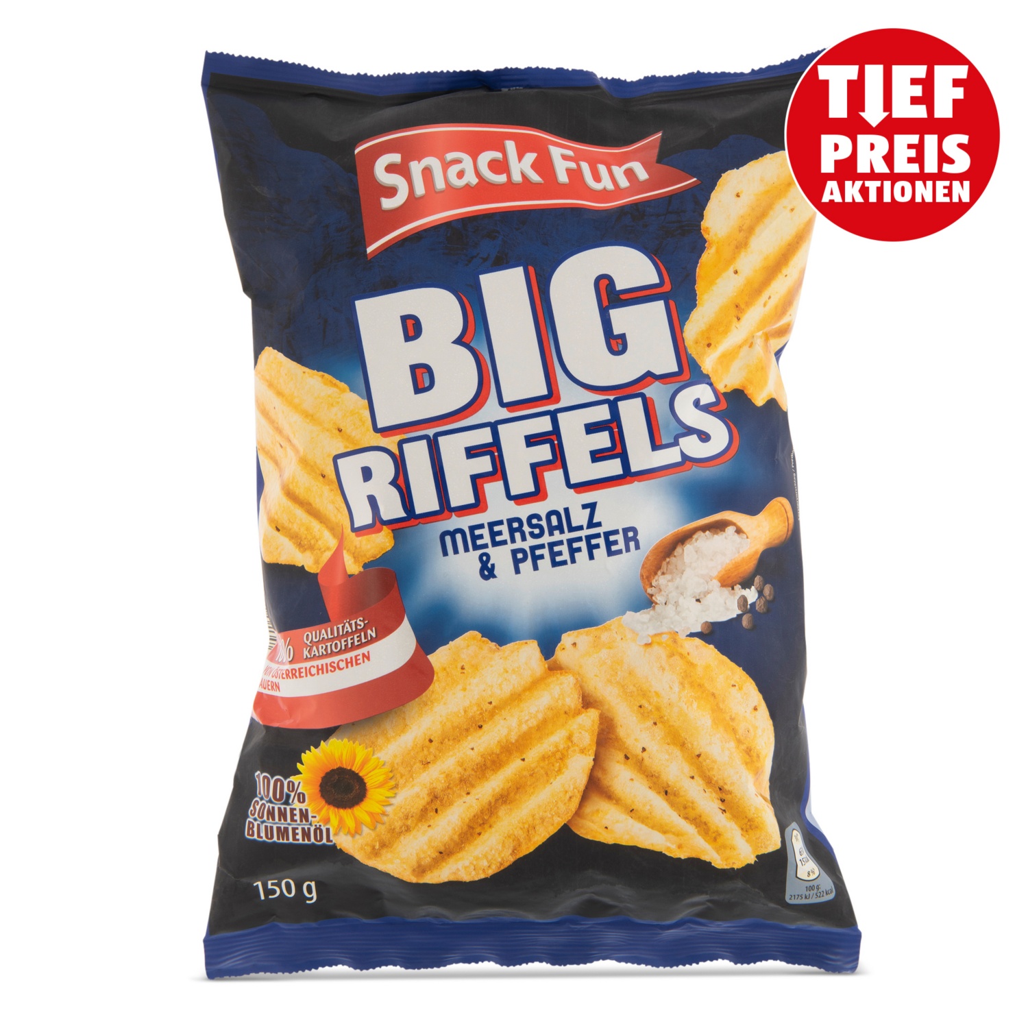 SNACK FUN Big Riffels, Meersalz und Pfeffer
