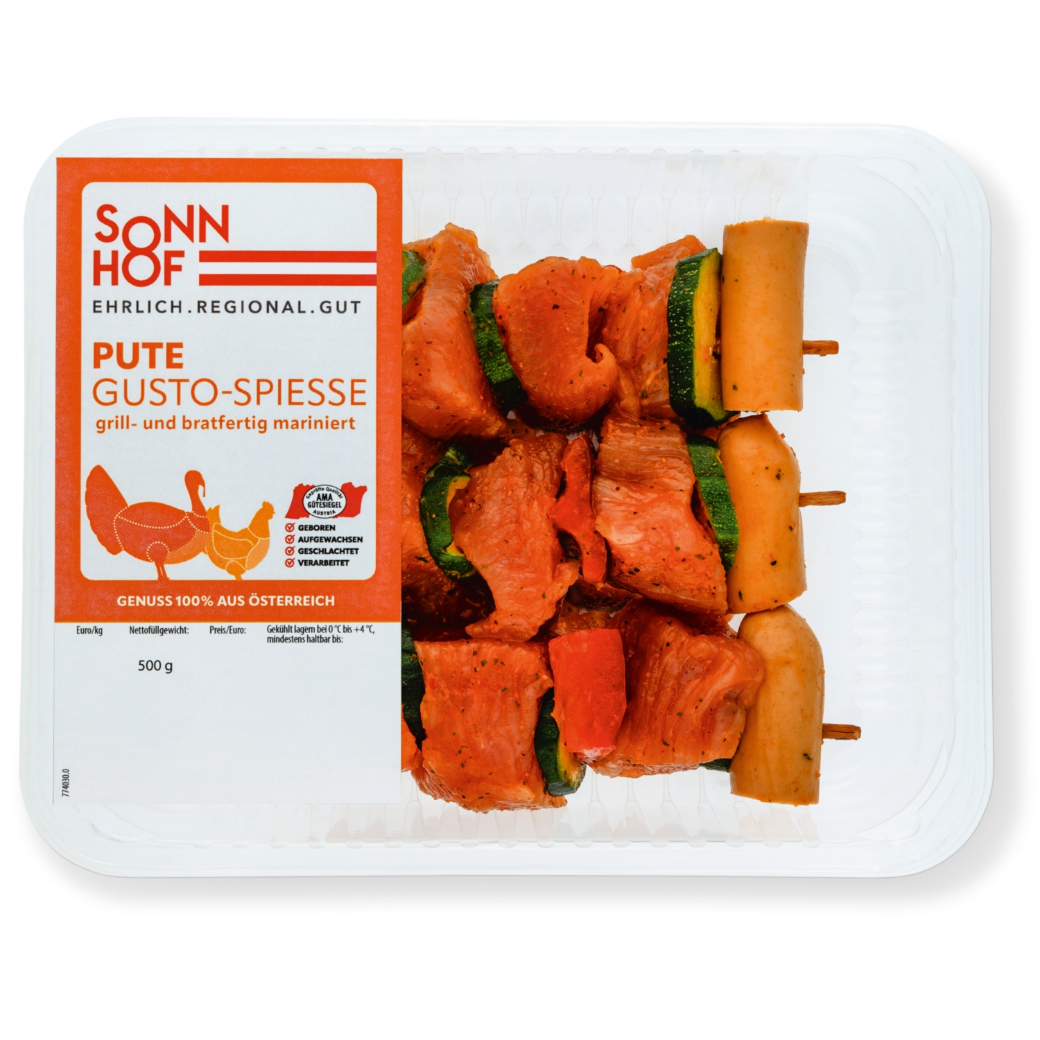 SONNHOF Geflügel-Grillspieße, Pute