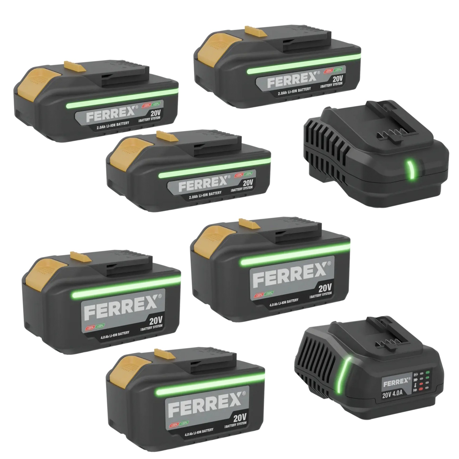 FERREX Essentielles Starter-Set 20 V (2.0 Ah Akku + 2.4 A Ladegerät)