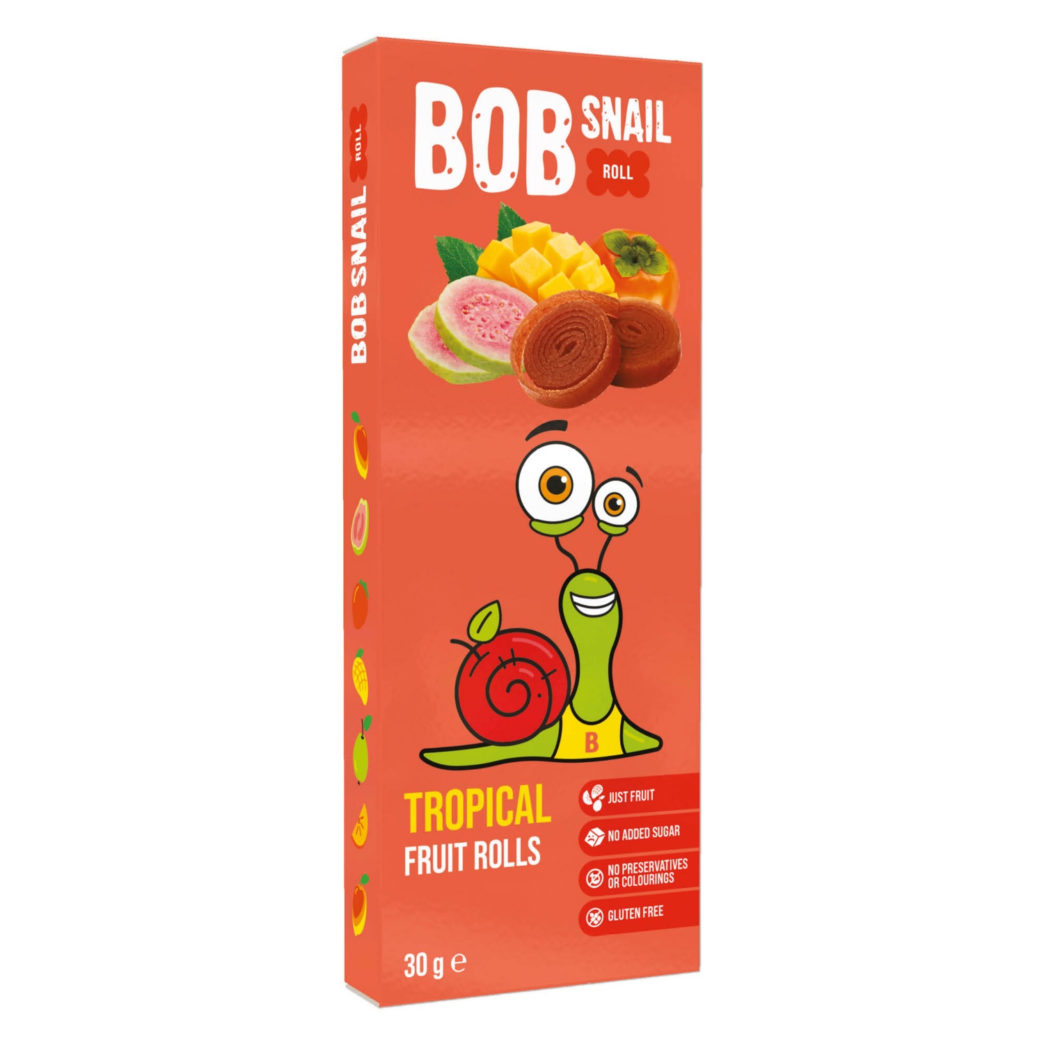 BOB SNAIL Gyümölcstekercs, trópusi gyümölcsök, 30 g