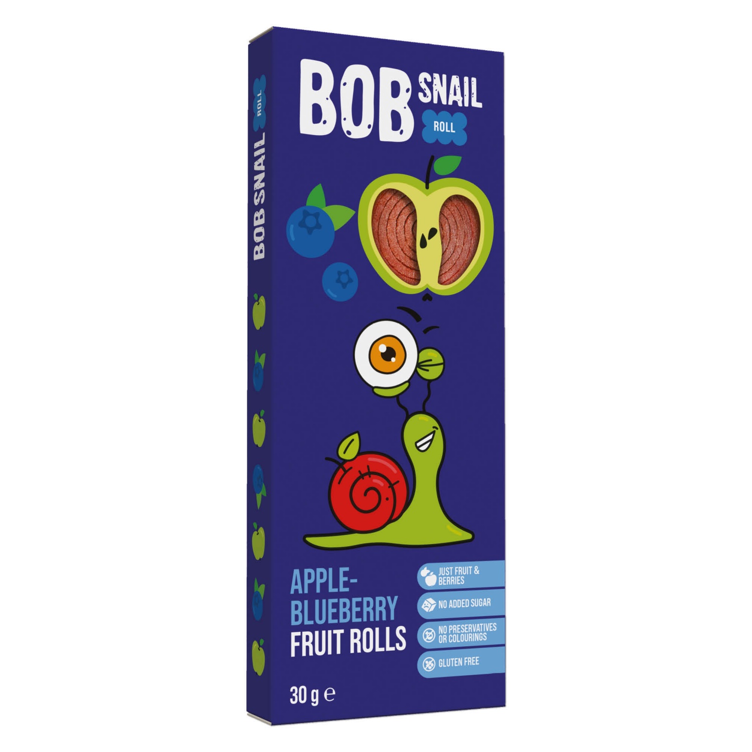 BOB SNAIL Gyümölcstekercs, alma-áfonya, 30 g