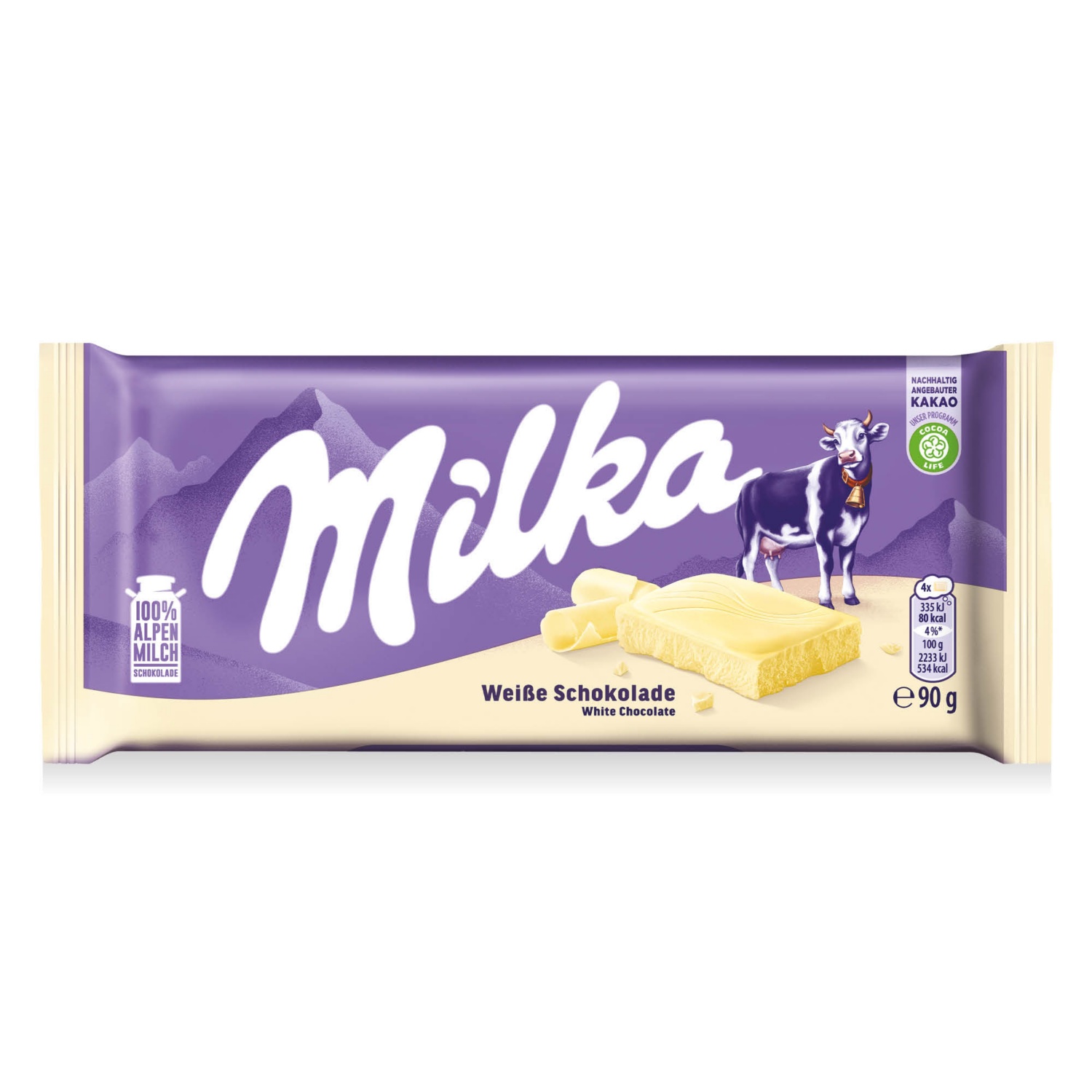MILKA Táblás csokoládé, fehér, 90 g