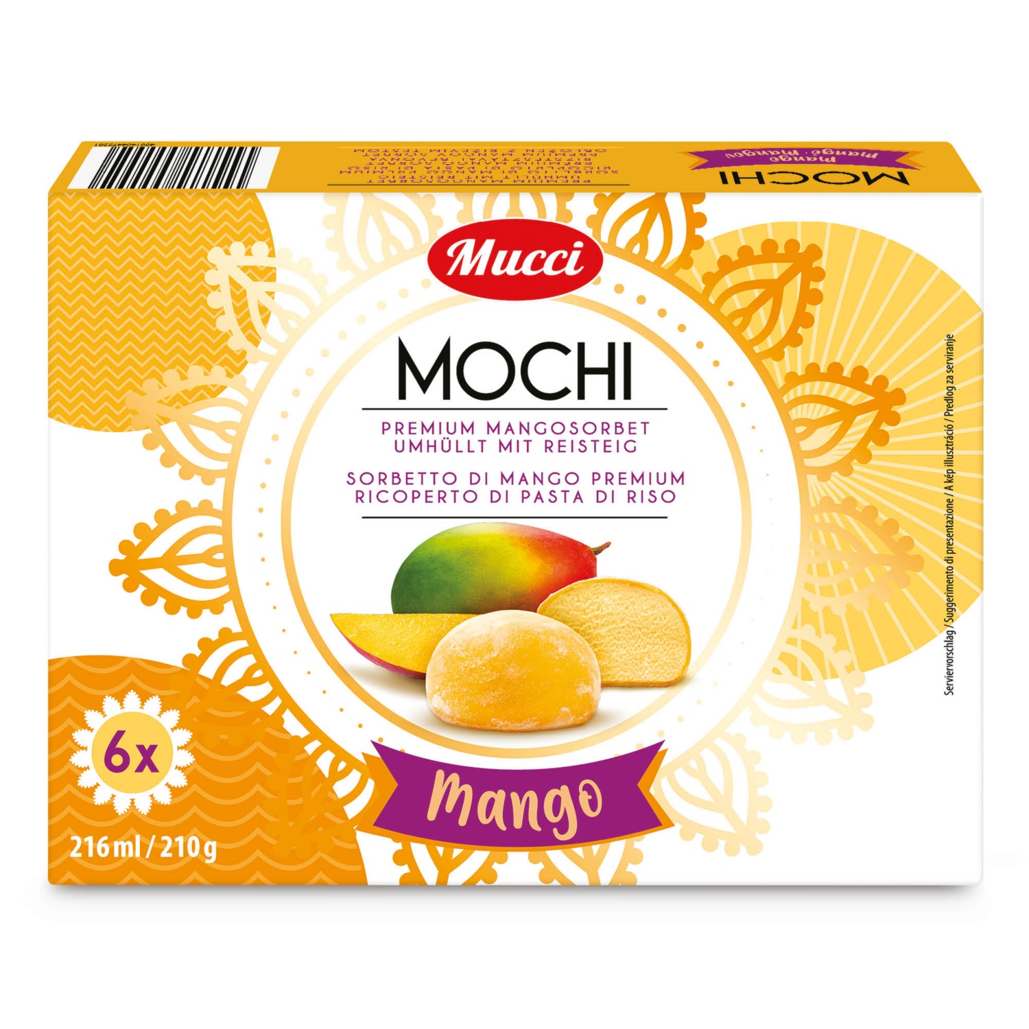 MUCCI Mochi jégkrém, mangó, 6 darab