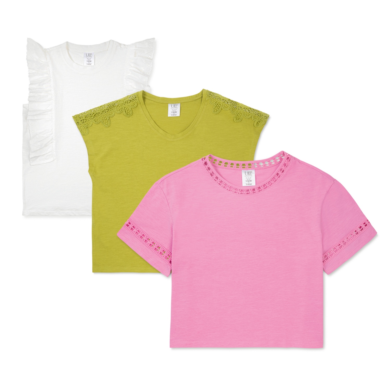 UP 2 FASHION WOMEN Camicia slub in pizzo