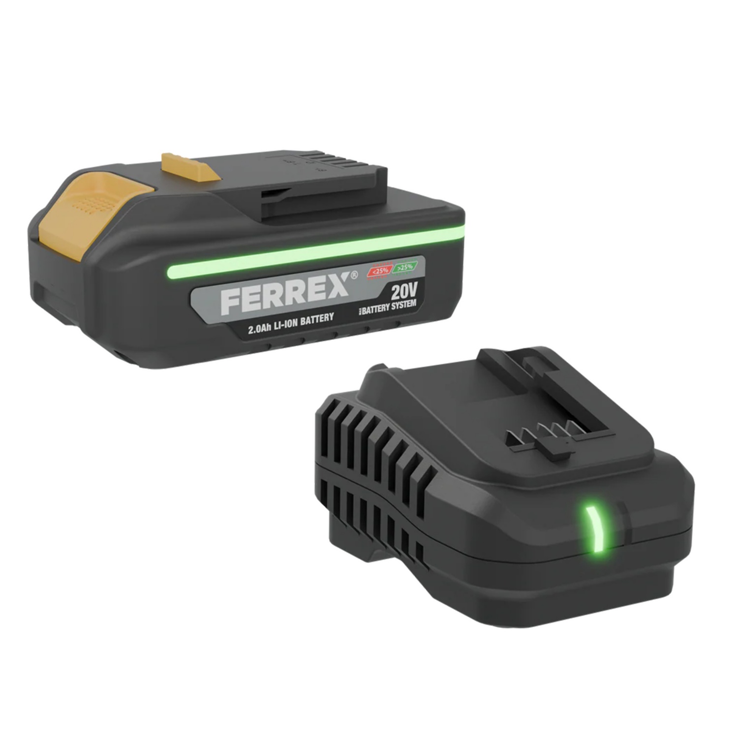 FERREX Essentielles Starter-Set 20 V (2.0 Ah Akku + 2.4 A Ladegerät)