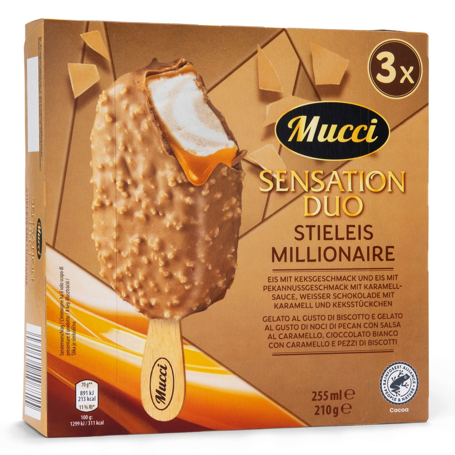MUCCI Millionaire pálcikás jégkrém, 3 darab