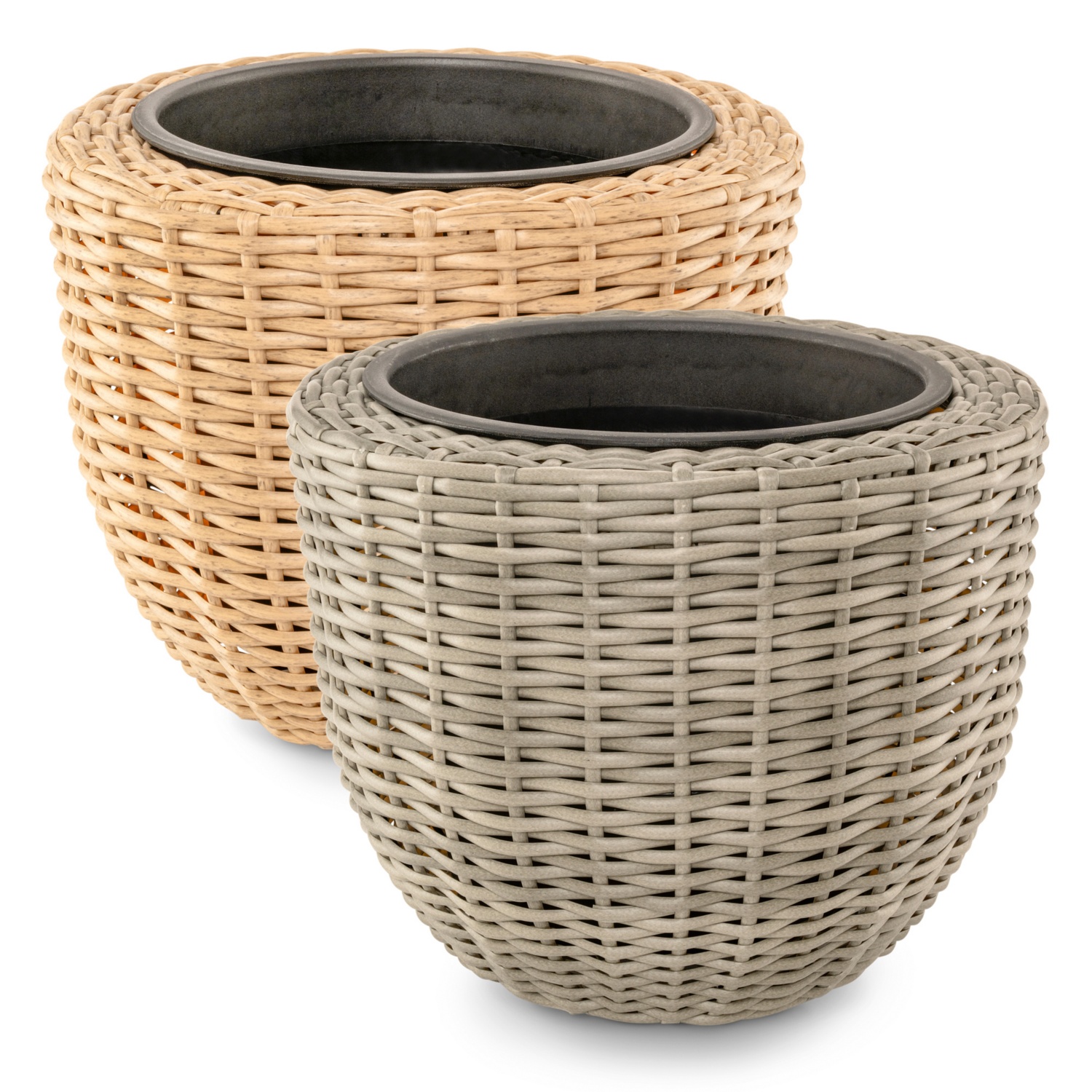 BELAVI Vaso per piante effetto rattan