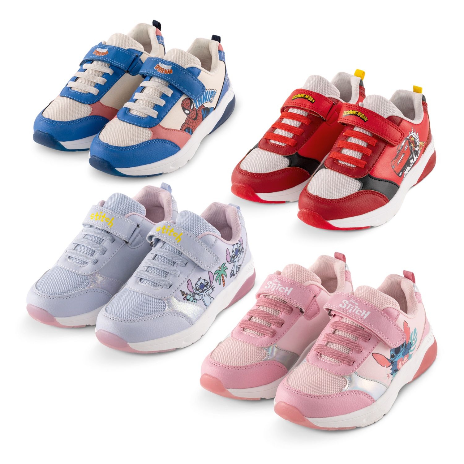 DISNEY STITCH / SPIDERMAN / CARS Sneakers LED per bambini