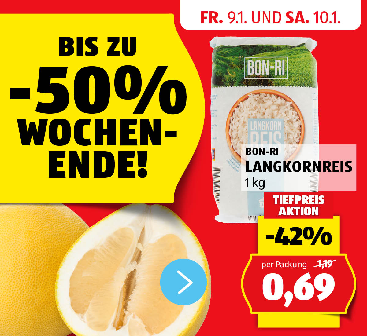 Aktionen: -50% Wochenende! - Angebote von 9.1. und 10.1.