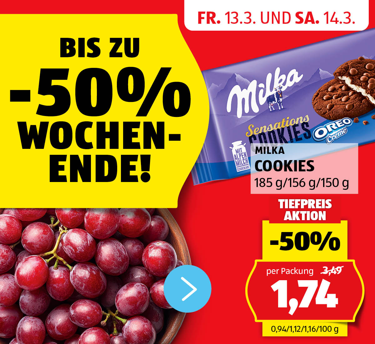 Aktionen: -50% Wochenende! – Angebote von 13.3. und 14.3.