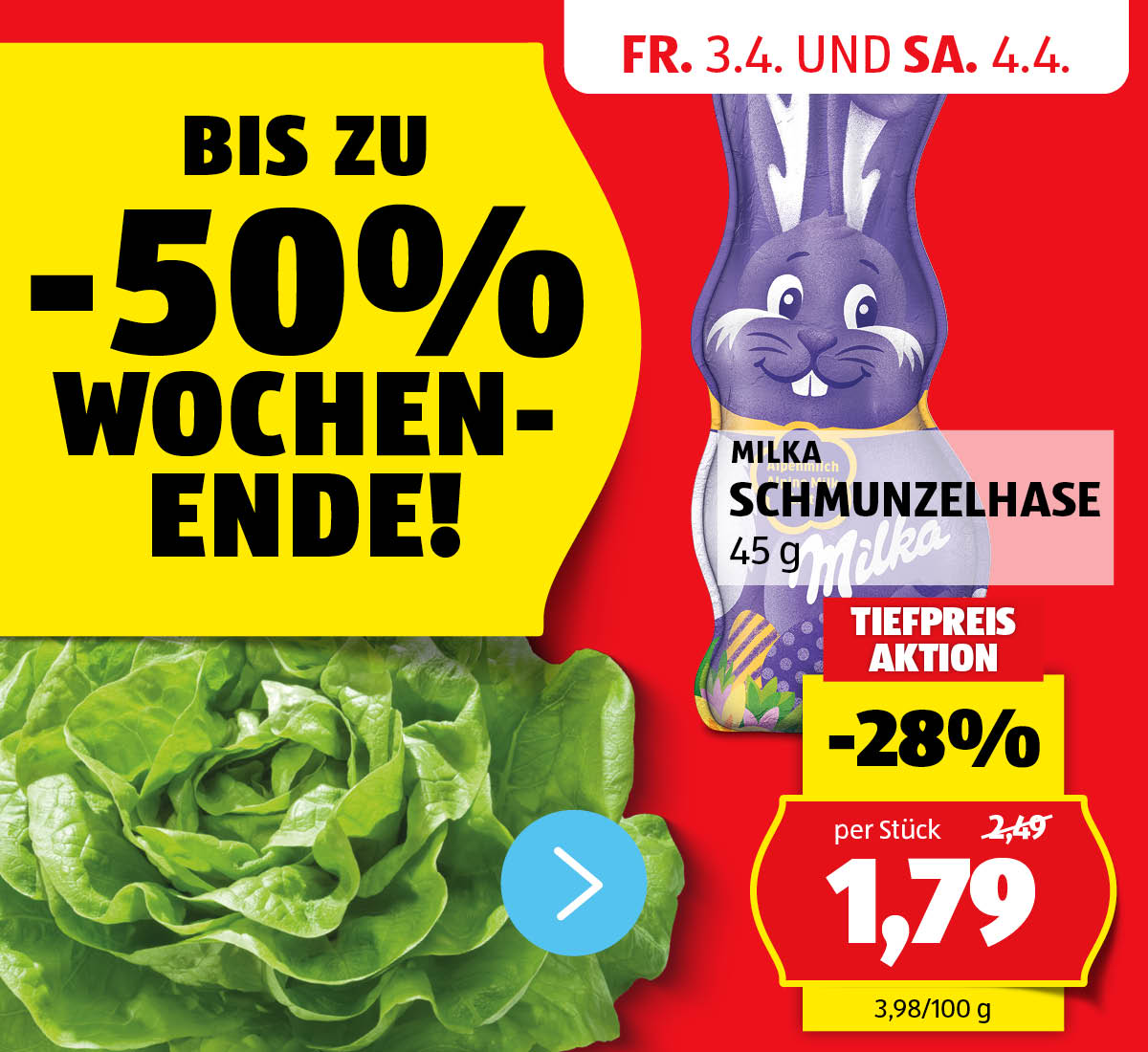 Aktionen: -50% Wochenende! – Angebote von 3.4. und 4.4.