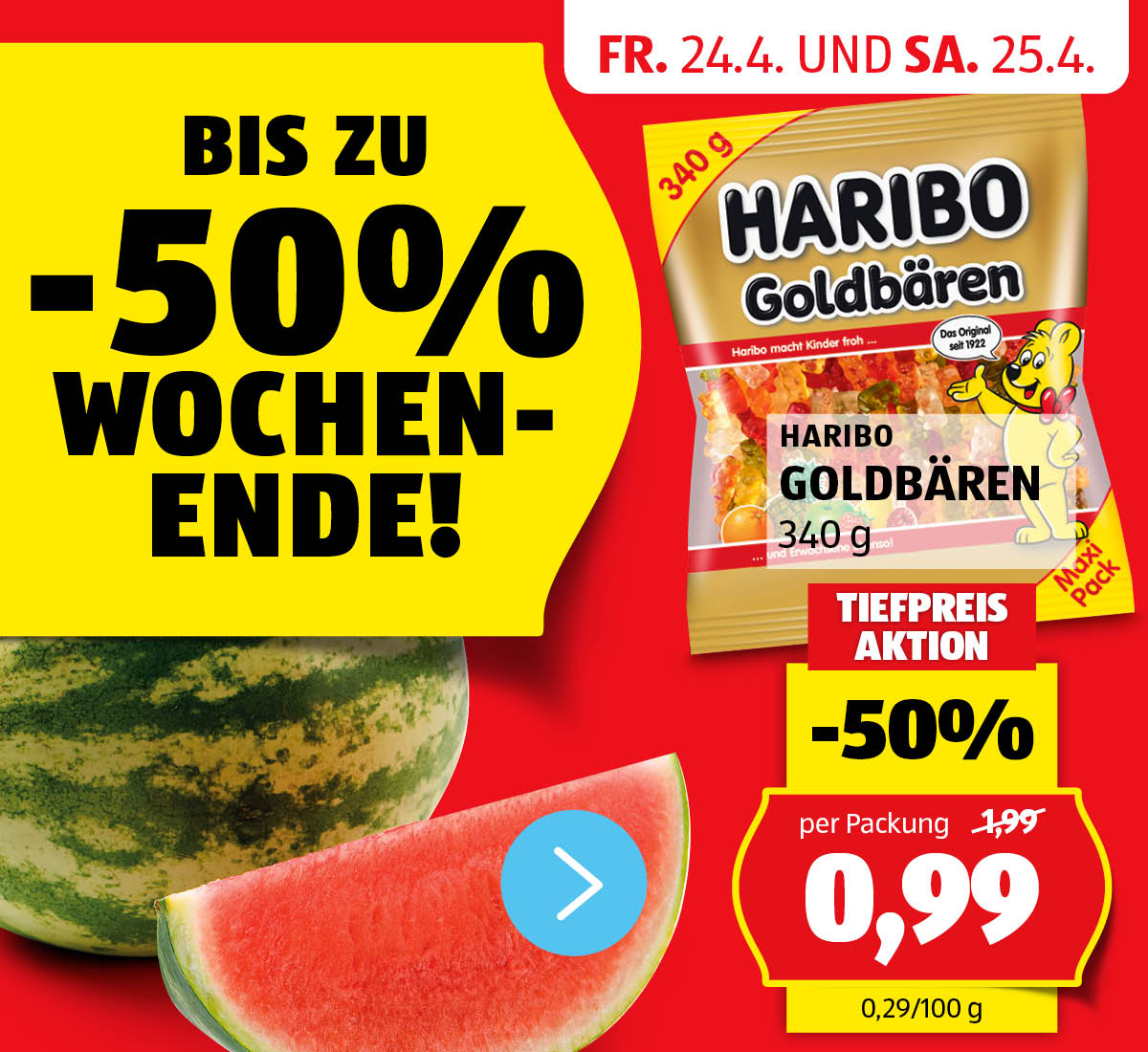 Aktionen: -50% Wochenende! – Angebote von 24.4. und 25.4.