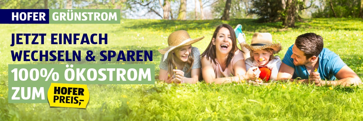 HOFER Grünstrom  - Kind schaut zwischen Sonnenblumen hindurch