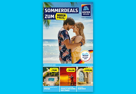 Das online HOFER REISEN Flugblatt mit Angeboten im Mai
