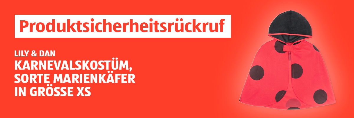 Produktrückruf - Karnevalkostüm, Sorte Marienkäfer in Größe XS