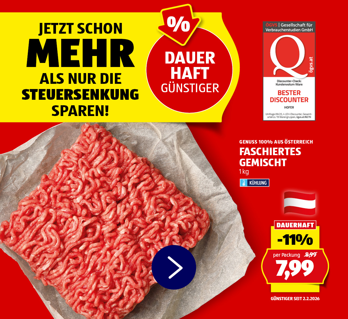 Dauerhaft günstiger - Faschiertes gemischt