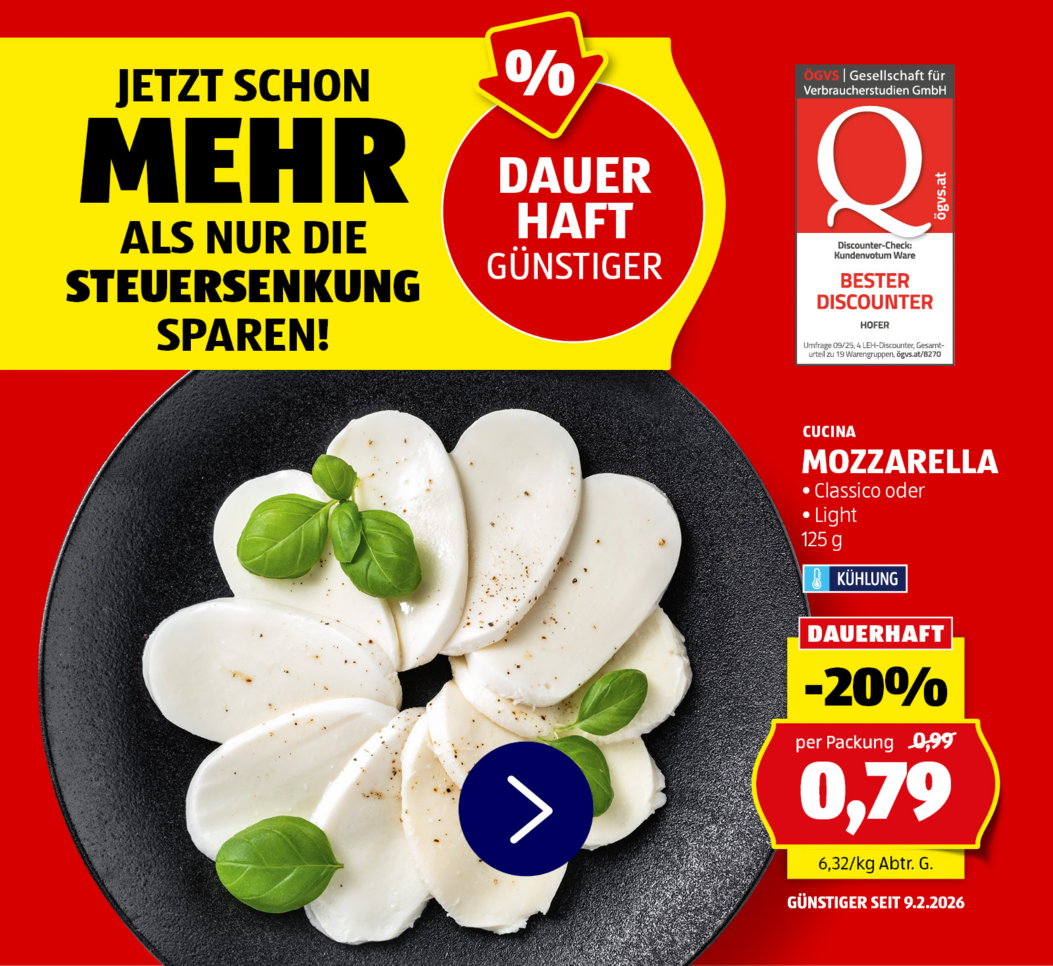 Dauerhaft günstiger - Mozzarella