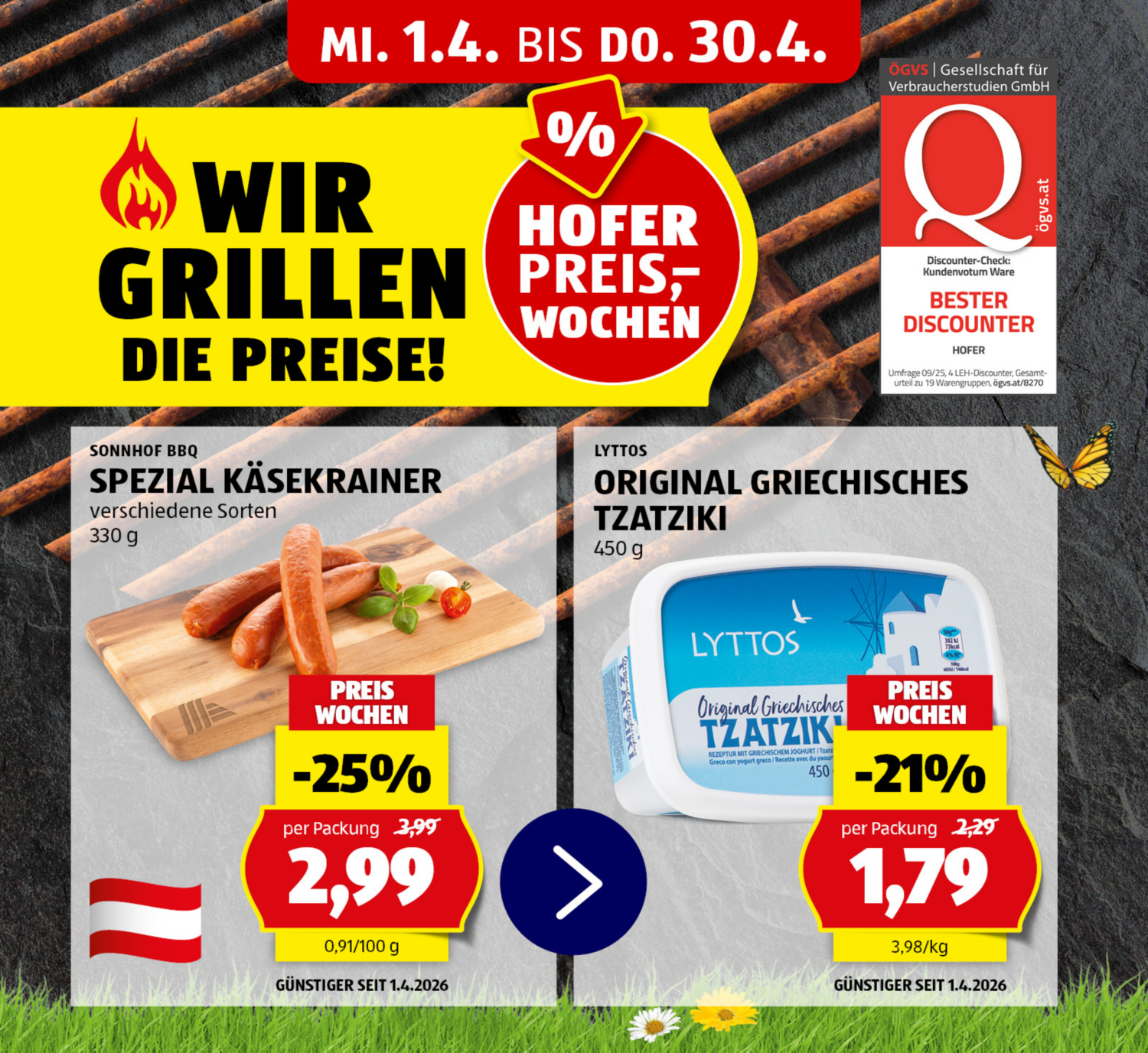 HOFER PREISWOCHEN - preisgesenkte Artikel Spezial Käsekrainer und Tzatziki