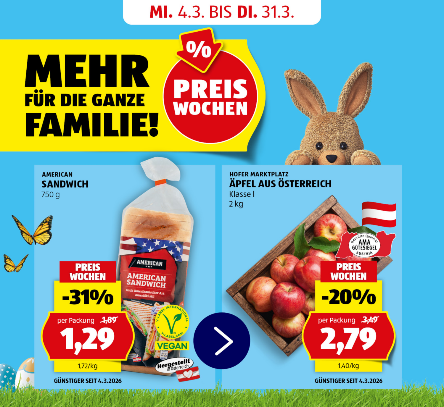 Preiswochen - in Aktion Sandwich und Äpfel aus Österreich