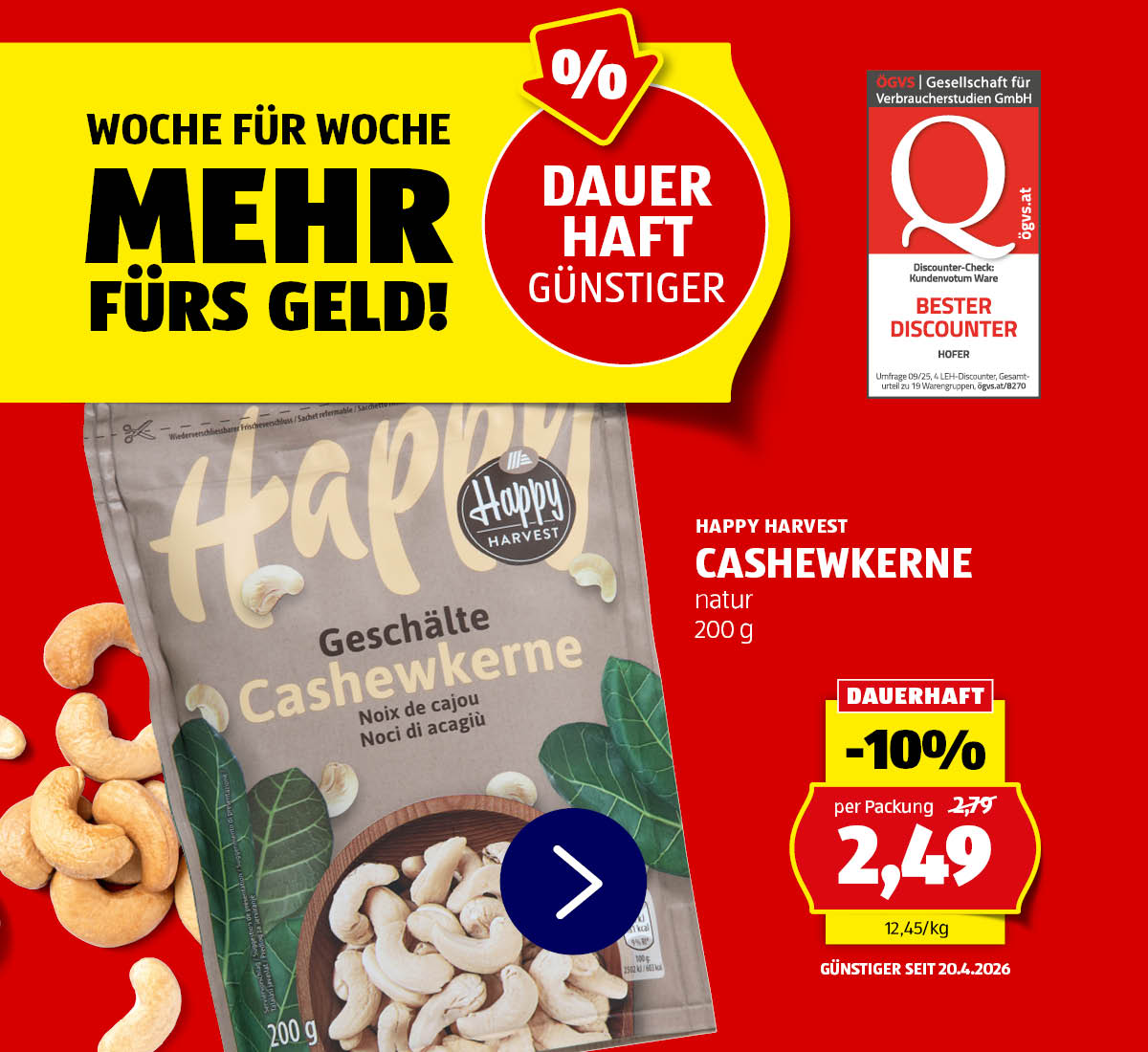 Dauerhaft günstiger - preisgesenkt Cashewkerne