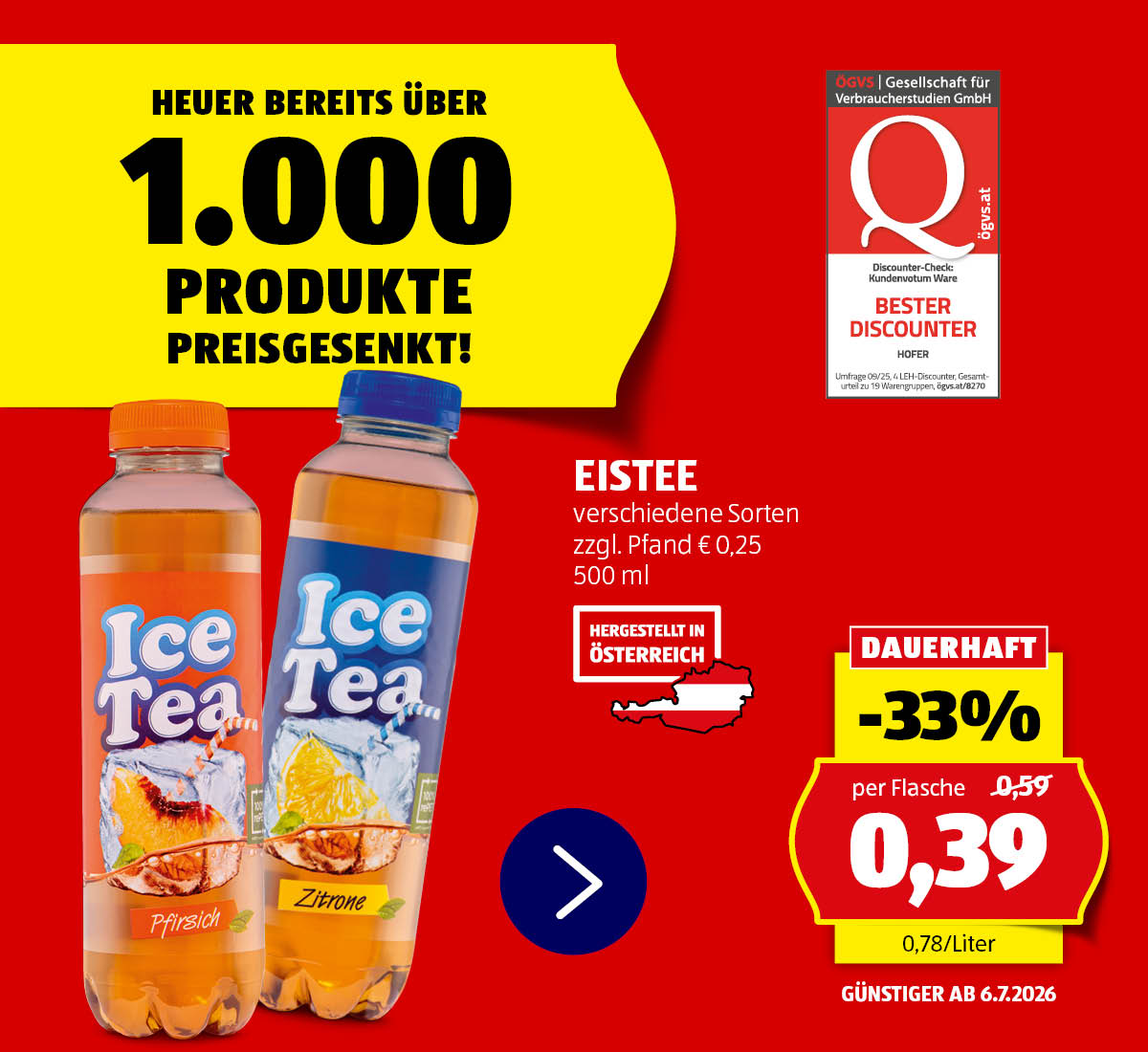Dauerhaft günstiger - preisgesenkt Eistee