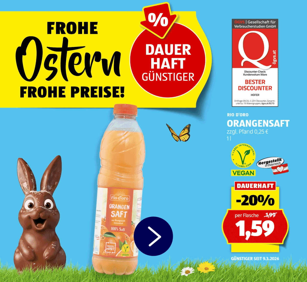 Dauerhaft günstiger - in Aktion Orangensaft