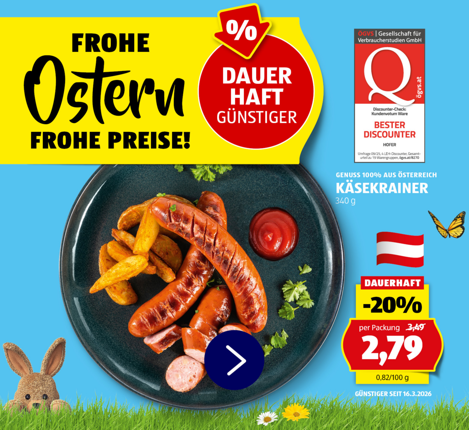 Dauerhaft günstiger - in Aktion Käsekrainer