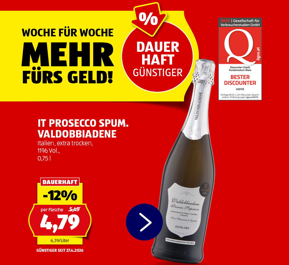 Dauerhaft günstiger - preisgesenkt IT Prosecco Spum. Valdobbiadene