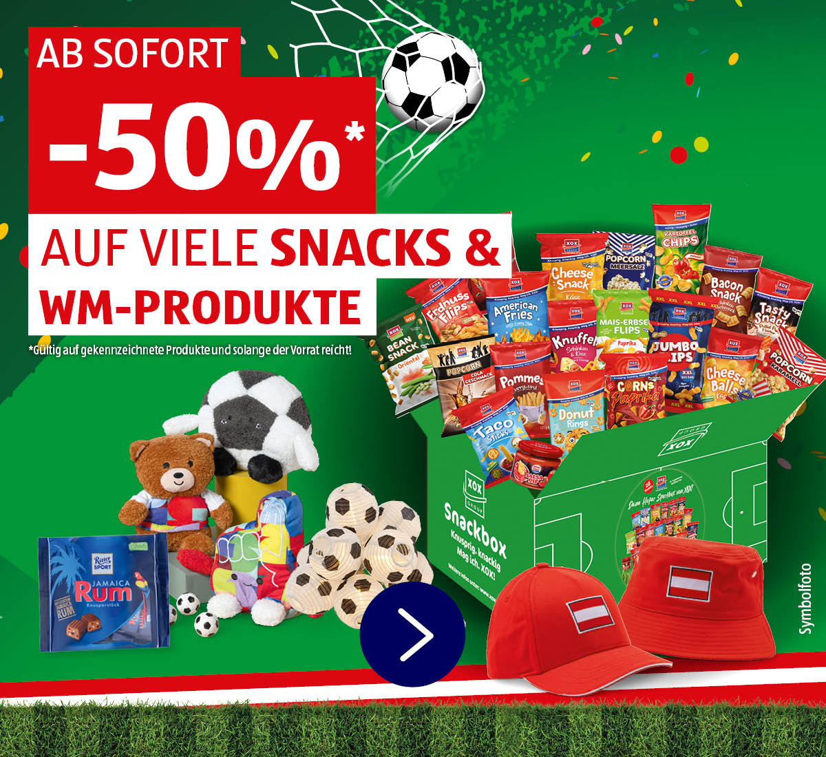 Ab sofort -50% auf viele Snacks & WM-Produkte