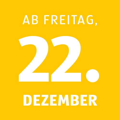 gelbe Kalenderkachel für Angebote ab Freitag, 22.12.2023.