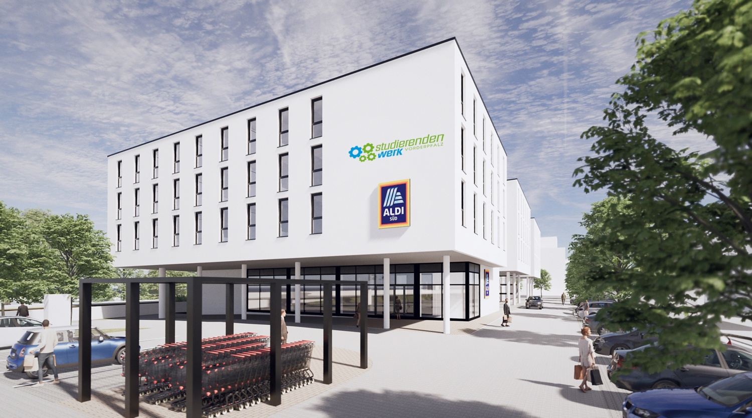 Visualisierung des geplanten Studierendenwohnheims in Landau in der Pfalz