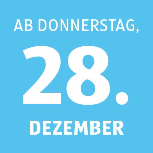 blaue Kalenderkachel für die Angebote ab Donnerstag, 28.12.