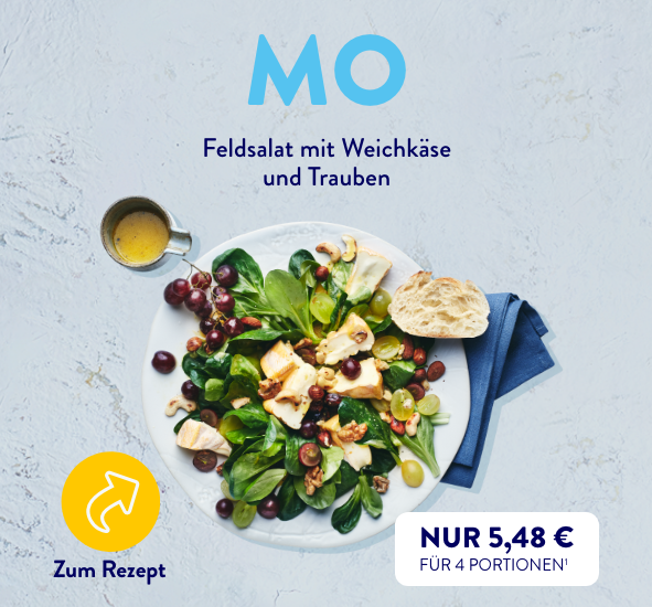 Zum Rezept Feldsalat mit Weichkäse und Trauben