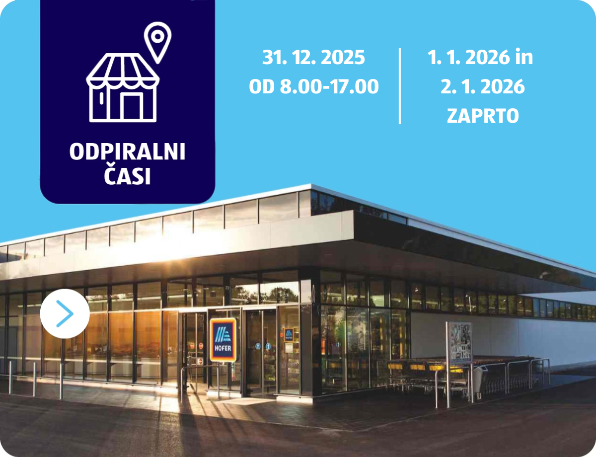 Hofer trgovina na modrem ozadju