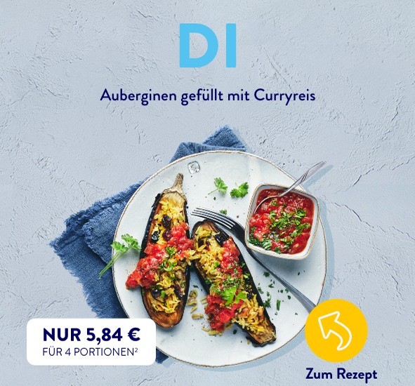 Zum Rezept Auberginen gefüllt mit Curryreis