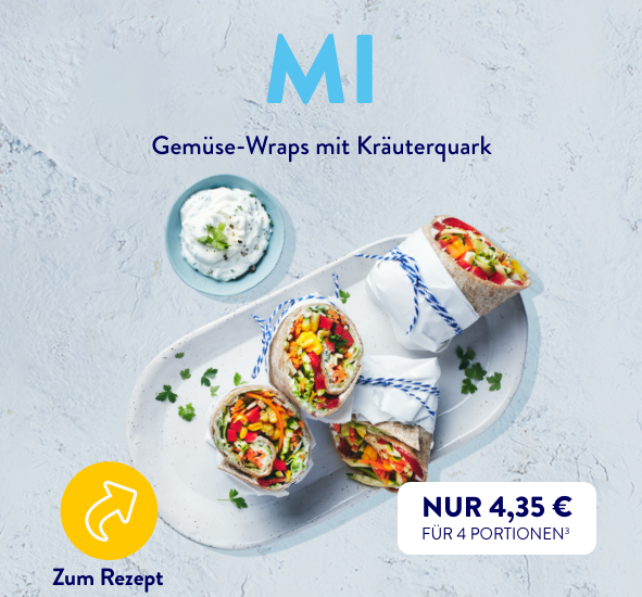 Zum Rezept Gemüse-Wraps mit Kräuterquark