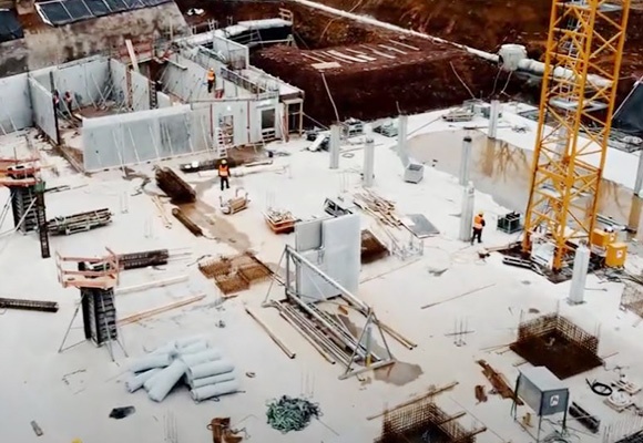 Blick auf die Baustelle in Waldbronn aus der Vogelperspektive