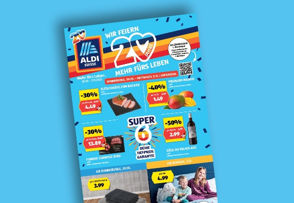 Das online ALDI SUISSE-Flugblatt wird auf einem Tablet betrachtet.