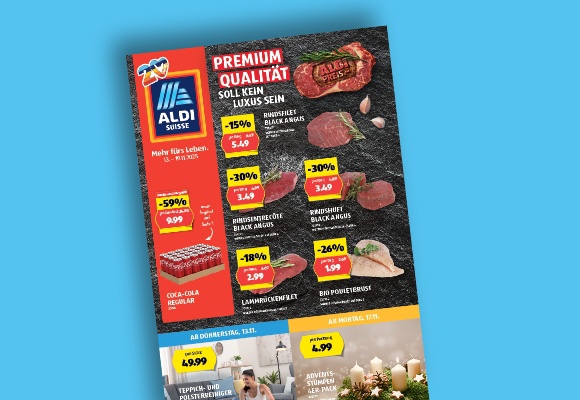 Das online ALDI SUISSE-Flugblatt wird auf einem Tablet betrachtet.