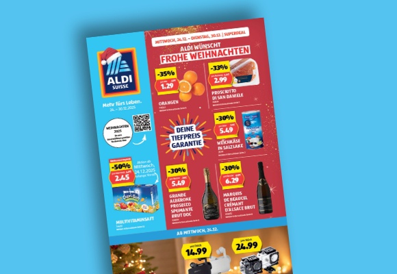 Das online ALDI SUISSE-Flugblatt wird auf einem Tablet betrachtet.