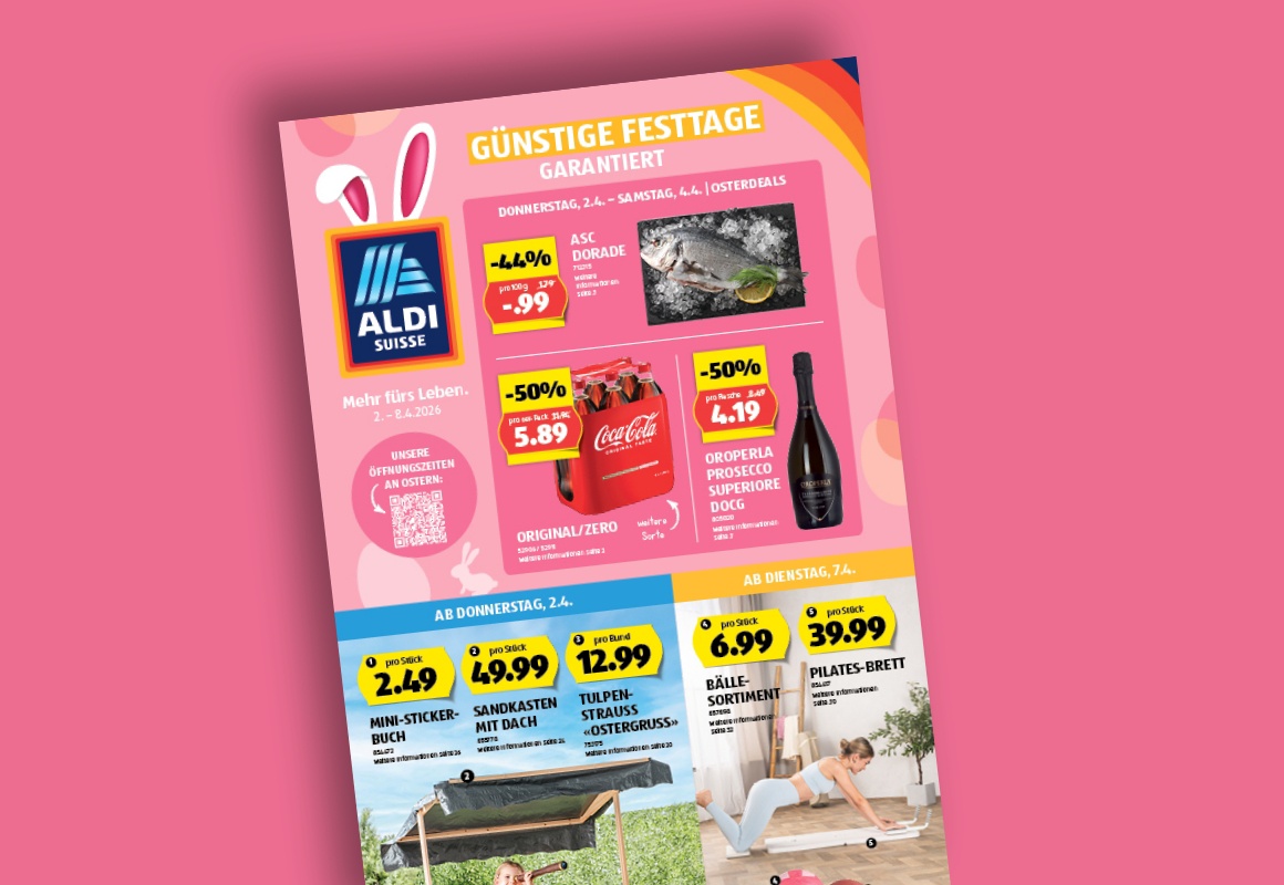 Das online ALDI SUISSE-Flugblatt wird auf einem Tablet betrachtet.