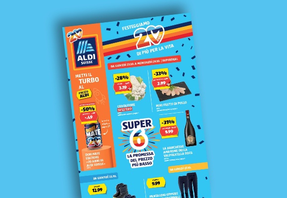 Il volantino ALDI SUISSE online viene visualizzato su un tablet.