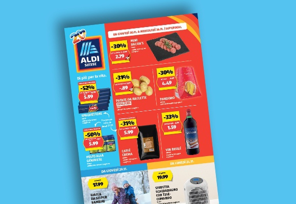 Il volantino ALDI SUISSE online viene visualizzato su un tablet.