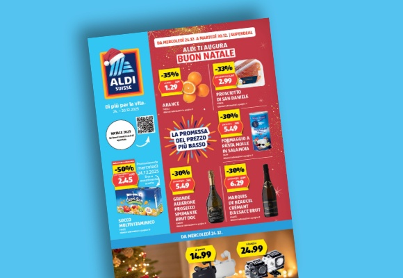 Il volantino ALDI SUISSE online viene visualizzato su un tablet.
