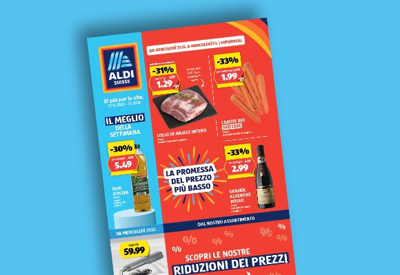Il volantino ALDI SUISSE online viene visualizzato su un tablet.