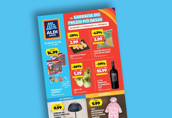 Il volantino ALDI SUISSE online viene visualizzato su un tablet.