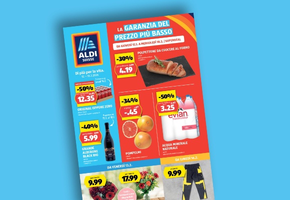Il volantino ALDI SUISSE online viene visualizzato su un tablet.