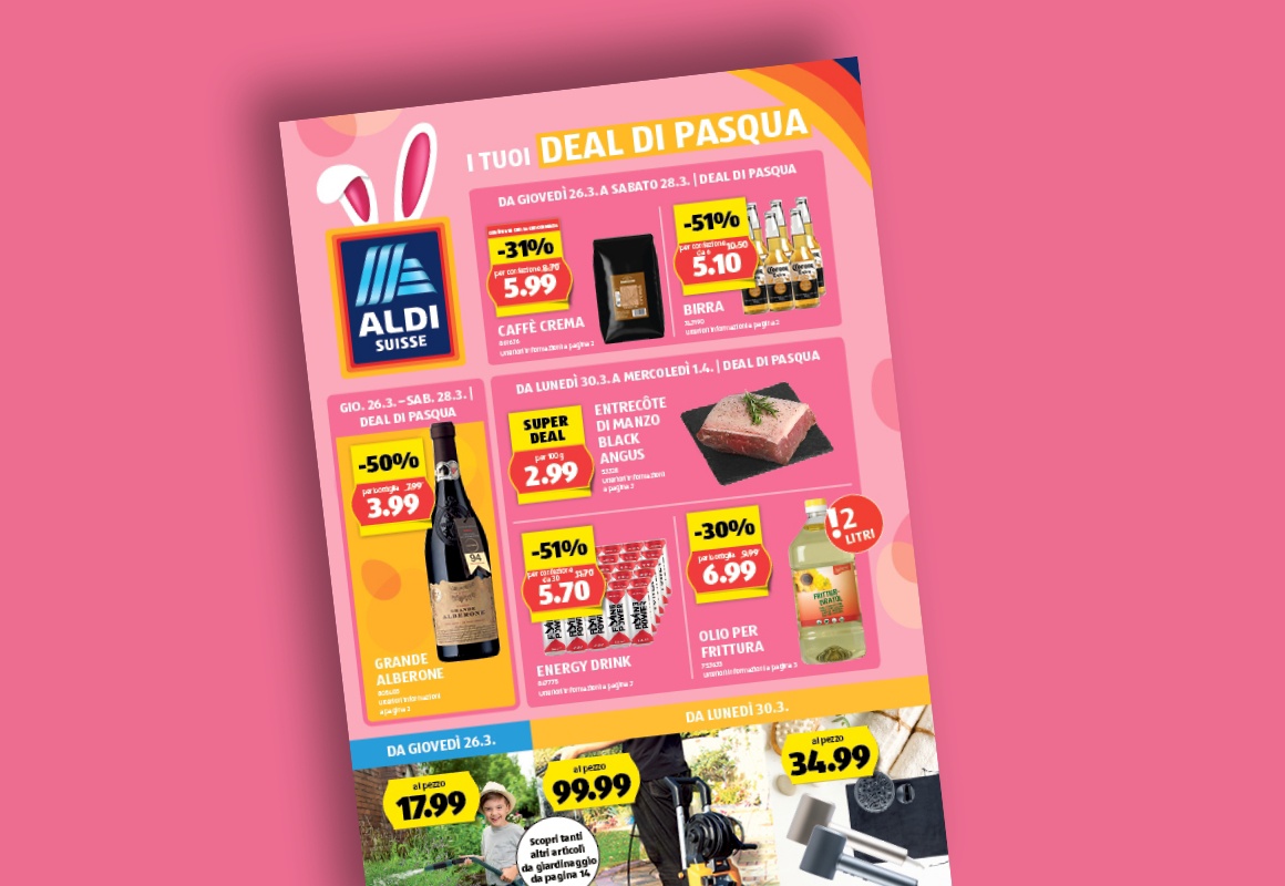 Il volantino ALDI SUISSE online viene visualizzato su un tablet.